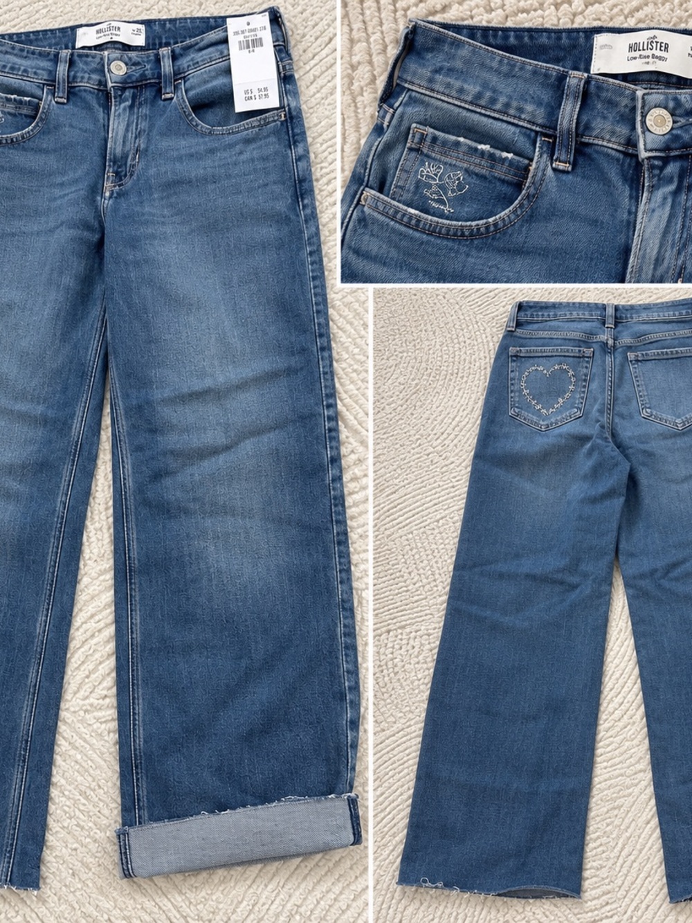Hollister women’s Blue Jeans with Heart-Stitch Back